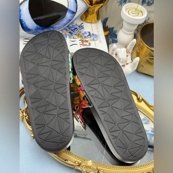 🆕 KURT GEIGER LONDON 🧿 NWOB Meena Eagle Black Floral Print Slides, Sz 39 US8.5 - Picture 12 of 13